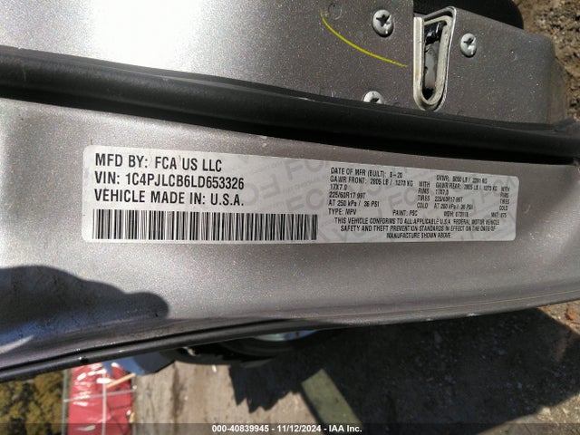 1C4PJLCB6LD653326 Jeep Cherokee Latitude Fwd