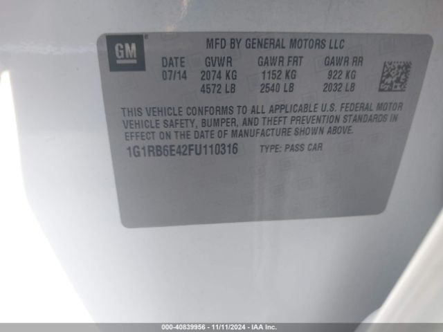 2015 CHEVROLET VOLT 1G1RB6E42FU110316 Photo 8