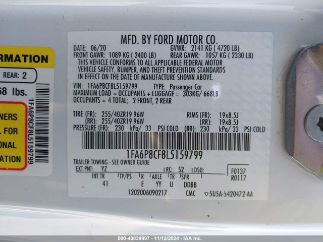 Ford Mustang Gt Premium 2020 1FA6P8CF8L5159799 Image 9