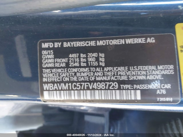 WBAVM1C57FV498729 BMW X1 Sdrive28i