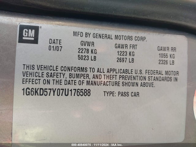 2007 CADILLAC DTS 1G6KD57Y07U176588 Photo 8