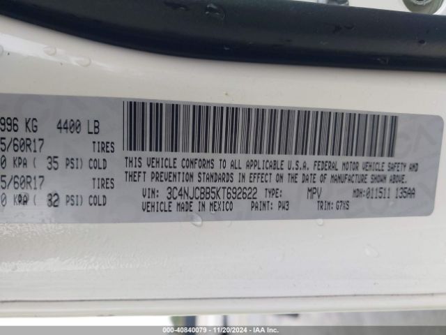3C4NJCBB5KT692622 Jeep Compass Sun And Wheel Fwd