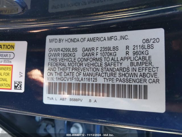 1HGCV1F10LA116125 Honda ACCORD LX