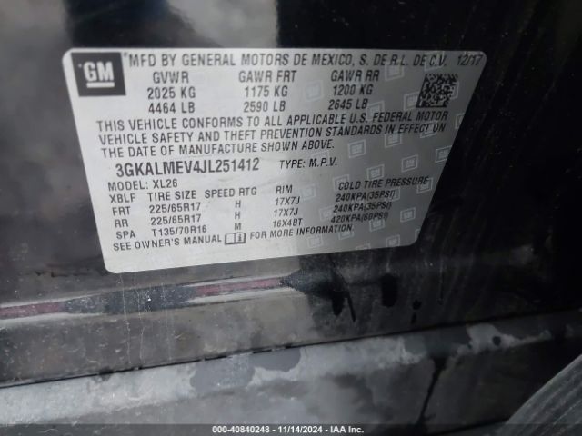 3GKALMEV4JL251412 GMC Terrain Sle
