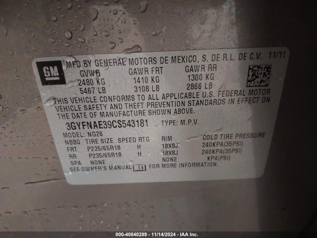 2012 CADILLAC SRX 3GYFNAE39CS543181 Photo 8