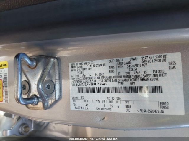 5LMTJ2AH8FUJ12548 Lincoln MKC