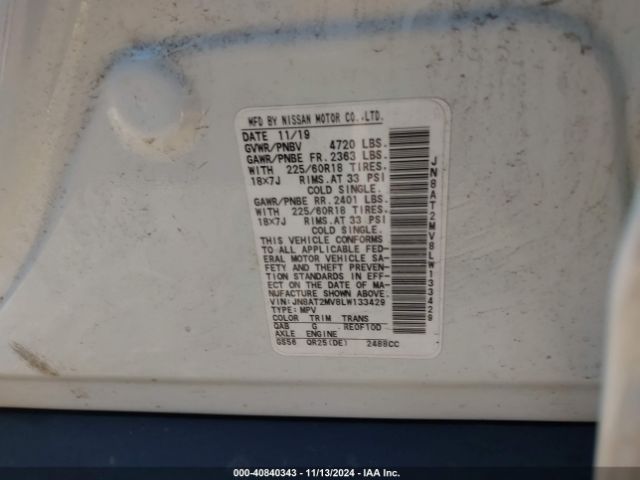 JN8AT2MV8LW133429 Nissan Rogue Sv Intelligent Awd