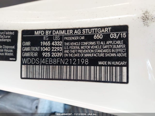 Mercedes-Benz CLA 250 2015 WDDSJ4EB8FN212198 Image 9