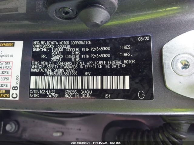 JTEBU5JR0L5811999 Toyota 4runner Nightshade Special Edition