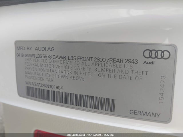 Audi A7 55 Premium 2019 WAUV2AF22KN101994 Image 9
