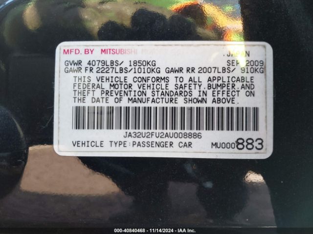 2010 MITSUBISHI LANCER JA32U2FU2AU008886 Photo 8