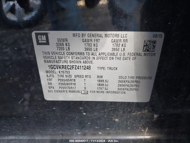 Chevrolet Silverado 1500 2lt 2015 1GCVKREC2FZ411248 Image 9