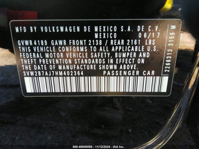 Volkswagen Jetta 1.4t S 2017 3VW2B7AJ7HM402364 Image 9