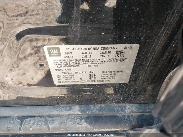 Chevrolet Trax Fwd Ls 2021 KL7CJKSB5MB301889 Image 9