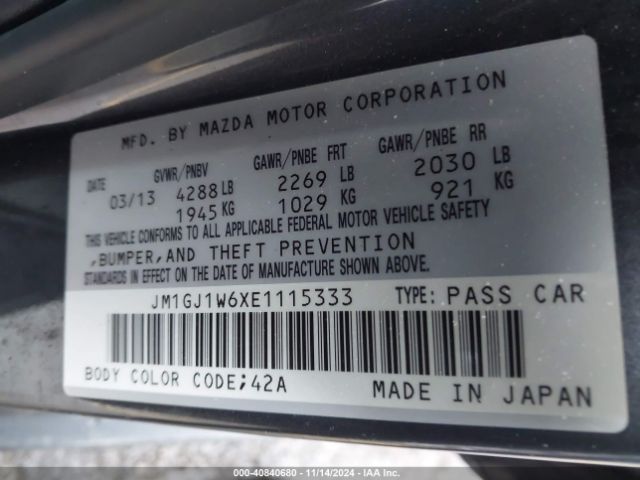 JM1GJ1W6XE1115333 Mazda Mazda6 I Grand Touring