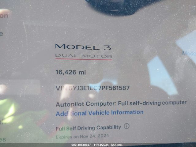 5YJ3E1EC7PF561587 Tesla Model 3 Performance Dual Motor All-wheel Drive