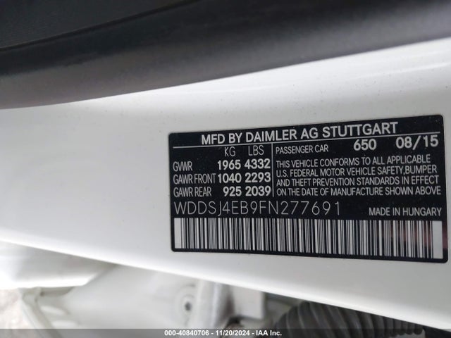 WDDSJ4EB9FN277691 Mercedes-Benz CLA 250