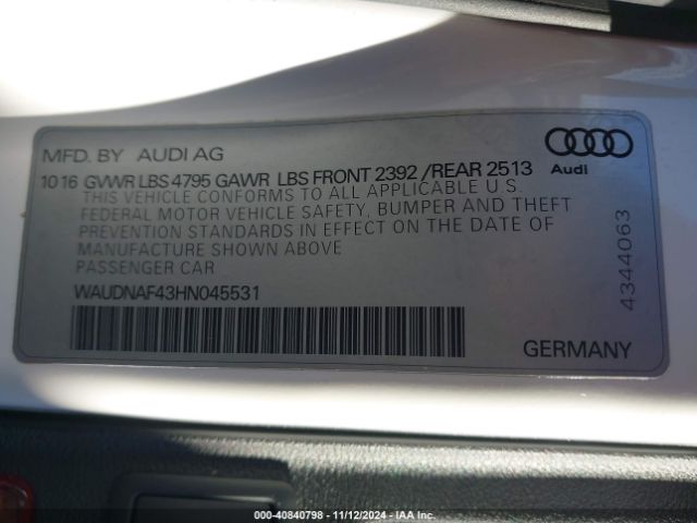 WAUDNAF43HN045531 Audi A4 2.0t Season Of Audi Premium