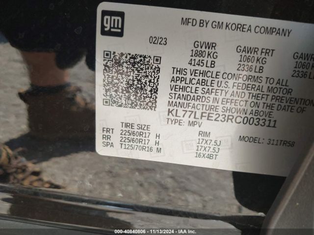 KL77LFE23RC003311 Chevrolet Trax Fwd Sp