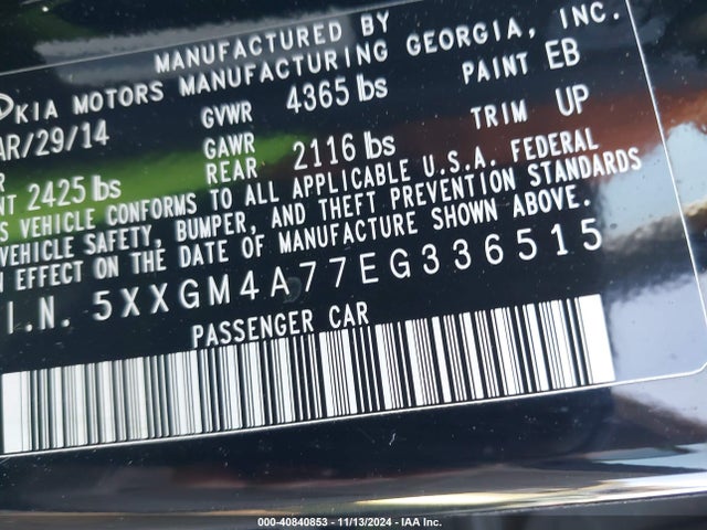 KIA Optima Lx 2014 5XXGM4A77EG336515 Image 9