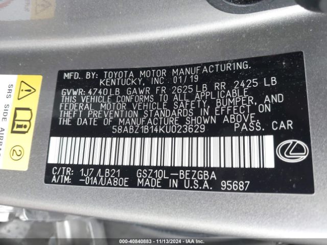 58ABZ1B14KU023629 Lexus Es 350 Luxury