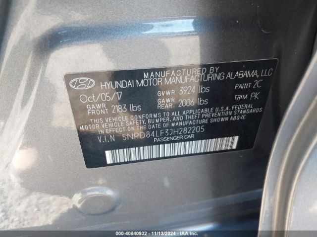 5NPD84LF3JH282205 Hyundai Elantra Value Edition