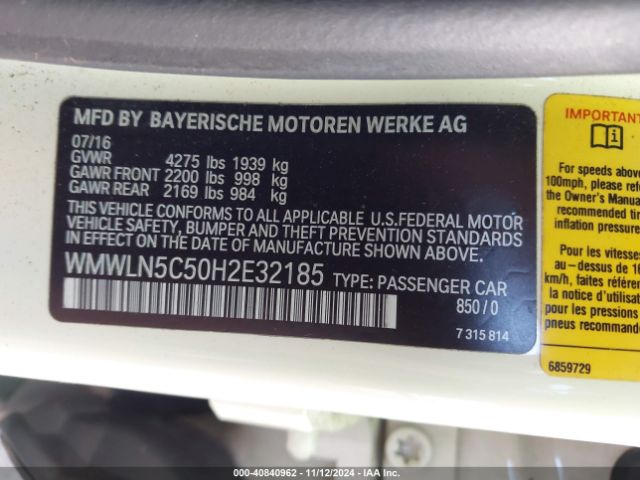 WMWLN5C50H2E32185 Mini Clubman Cooper