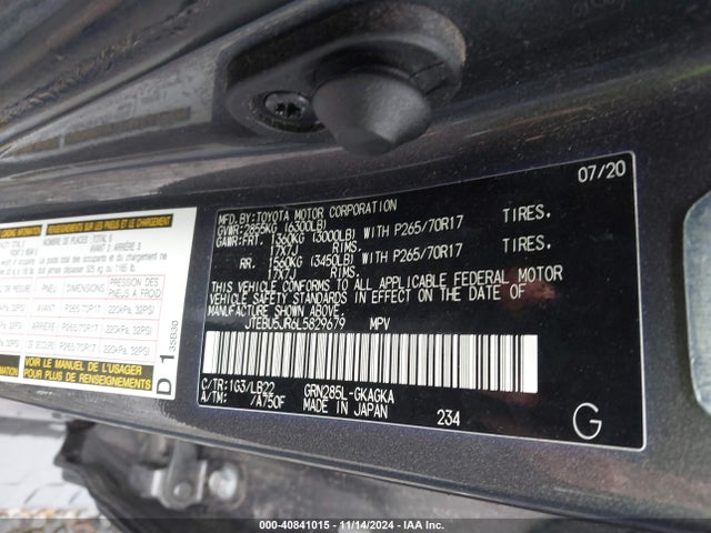 JTEBU5JR6L5829679 Toyota 4runner Sr5 Premium