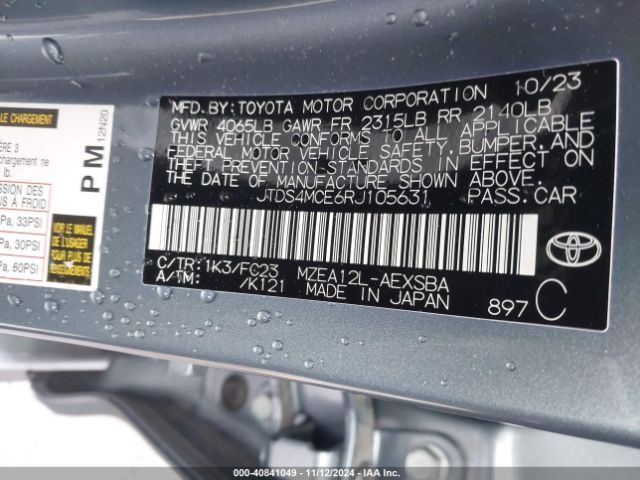 JTDS4MCE6RJ105631 Toyota COROLLA SE