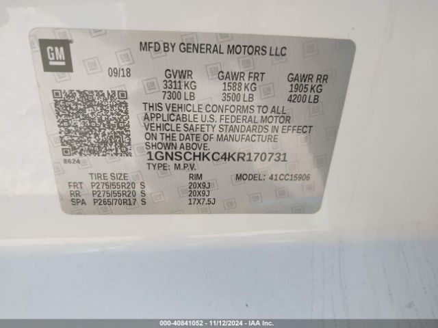 1GNSCHKC4KR170731 Chevrolet Suburban Lt