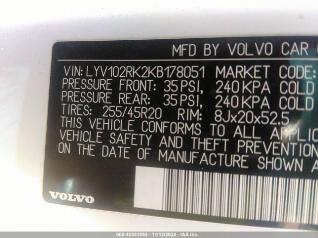 LYV102RK2KB178051 Volvo Xc60 T5 Momentum