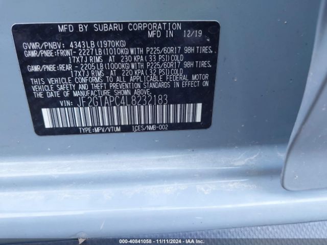 JF2GTAPC4L8232183 Subaru Crosstrek Premium
