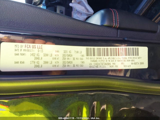1C4SDHCT6FC842804 Dodge Durango R/t