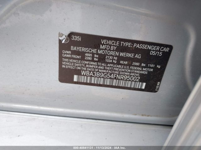 WBA3B9G54FNR95002 BMW 335i Xdrive