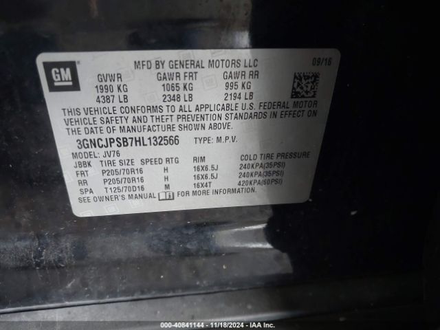 3GNCJPSB7HL132566 Chevrolet Trax Lt