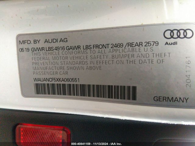 WAUANCF5XKA060551 Audi A5 45 Premium