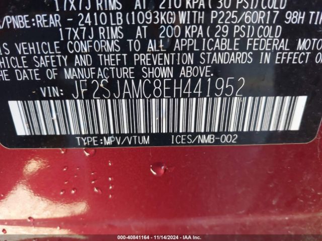 JF2SJAMC8EH441952 Subaru Forester 2.5i Touring