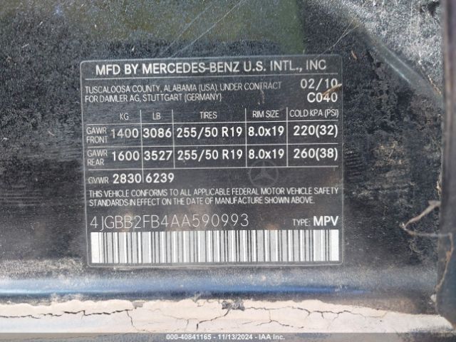 2010 MERCEDES-BENZ ML 350 BLUETEC 4JGBB2FB4AA590993 Photo 8