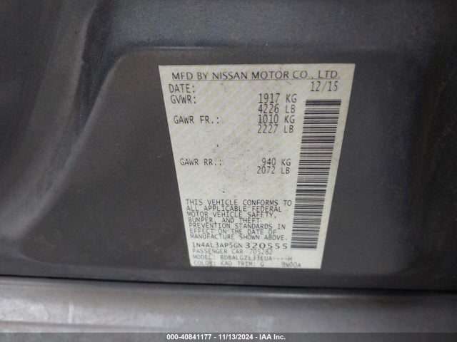 Nissan Altima 2.5 S 2016 1N4AL3AP5GN320555 Image 9