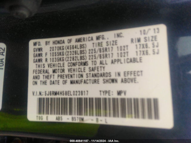 Honda CR-V EX 2014 5J6RM4H58EL023917 Image 9