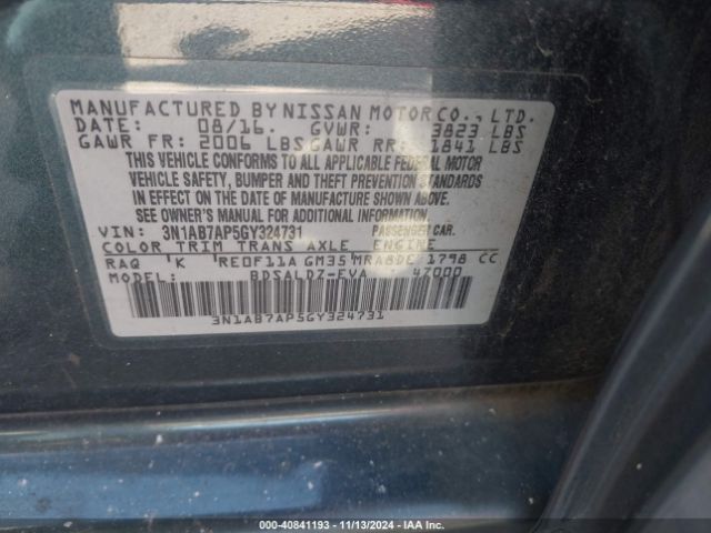 3N1AB7AP5GY324731 Nissan SENTRA SV