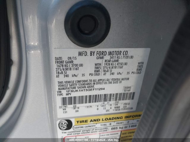 1FMJK1HT5GEF11294 Ford Expedition El Xlt