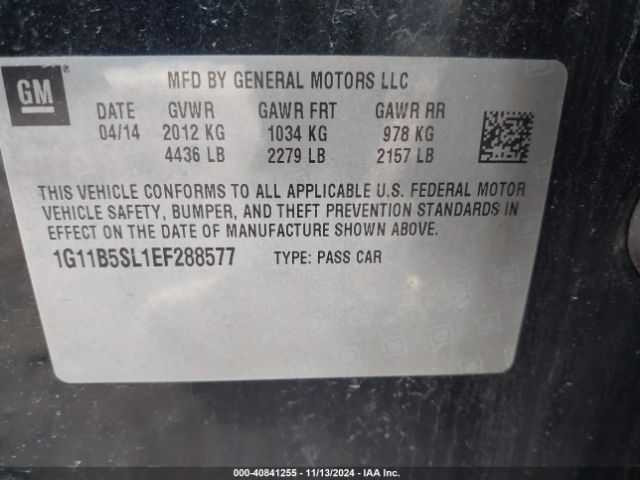 1G11B5SL1EF288577 Chevrolet Malibu 1ls