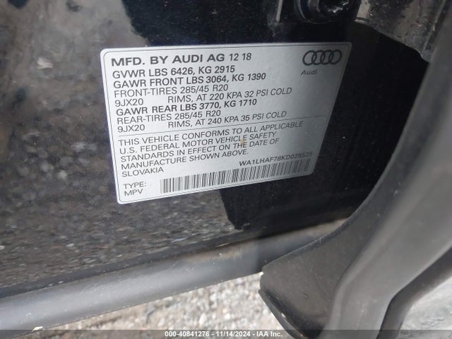 WA1LHAF78KD025525 Audi Q7 45 Premium/45 Se Premium