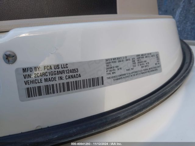2C4RC1GG8NR124053 Chrysler Pacifica Limited