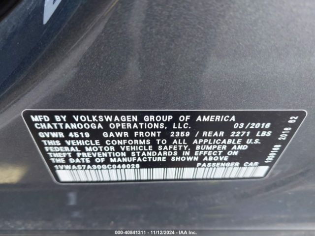 1VWAS7A30GC046028 Volkswagen Passat 1.8t S