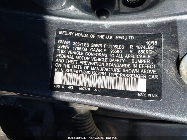 Honda Civic Ex-l 2019 SHHFK7H83KU203281 Image 9