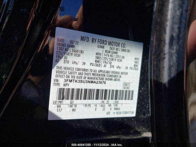 3FMTK3SU3NMA23670 Ford Mustang Mach-e Premium