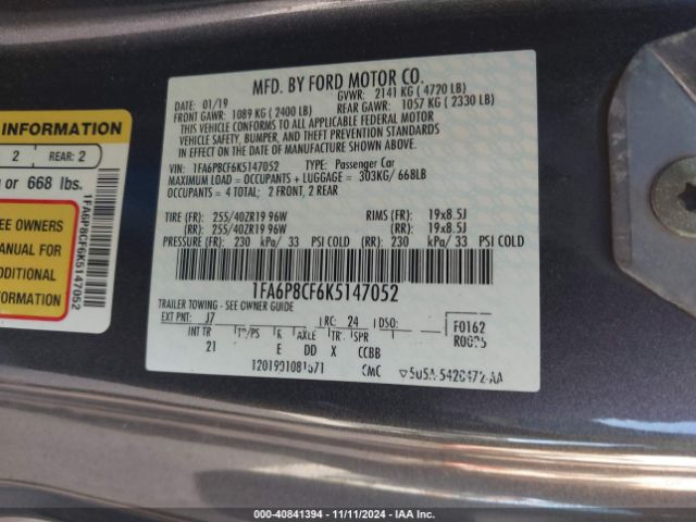 1FA6P8CF6K5147052 Ford MUSTANG GT