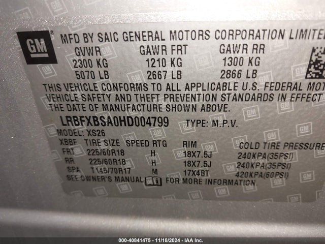 LRBFXBSA0HD004799 Buick Envision Essence